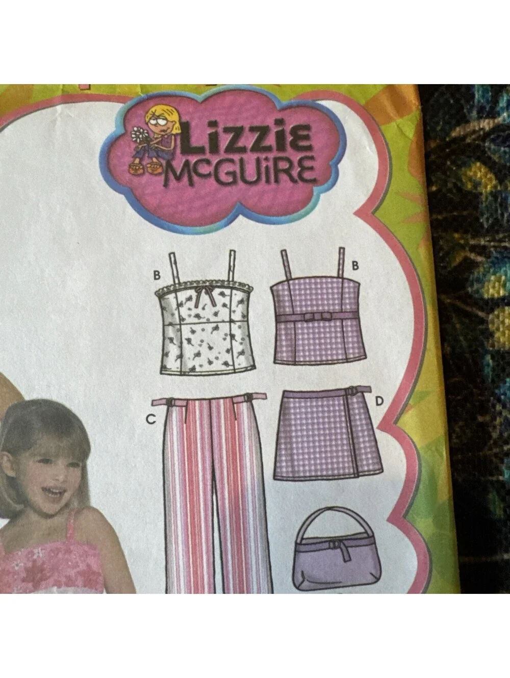 Simplicity #5083 Lizzie McGuire Girl's Dress, Top, Pants, Skort, Purse Sizes 3-6